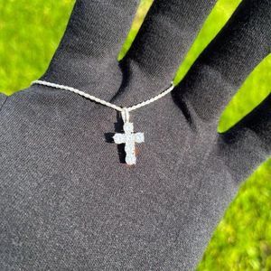 1.8ct Moissanite Diamond Cross Chain Pendant Necklace Solid 925 Sterling Silver